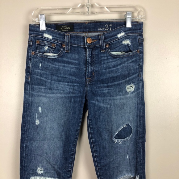 J. Crew Distressed Toothpick Skinny Jeans - Picture 2 of 6